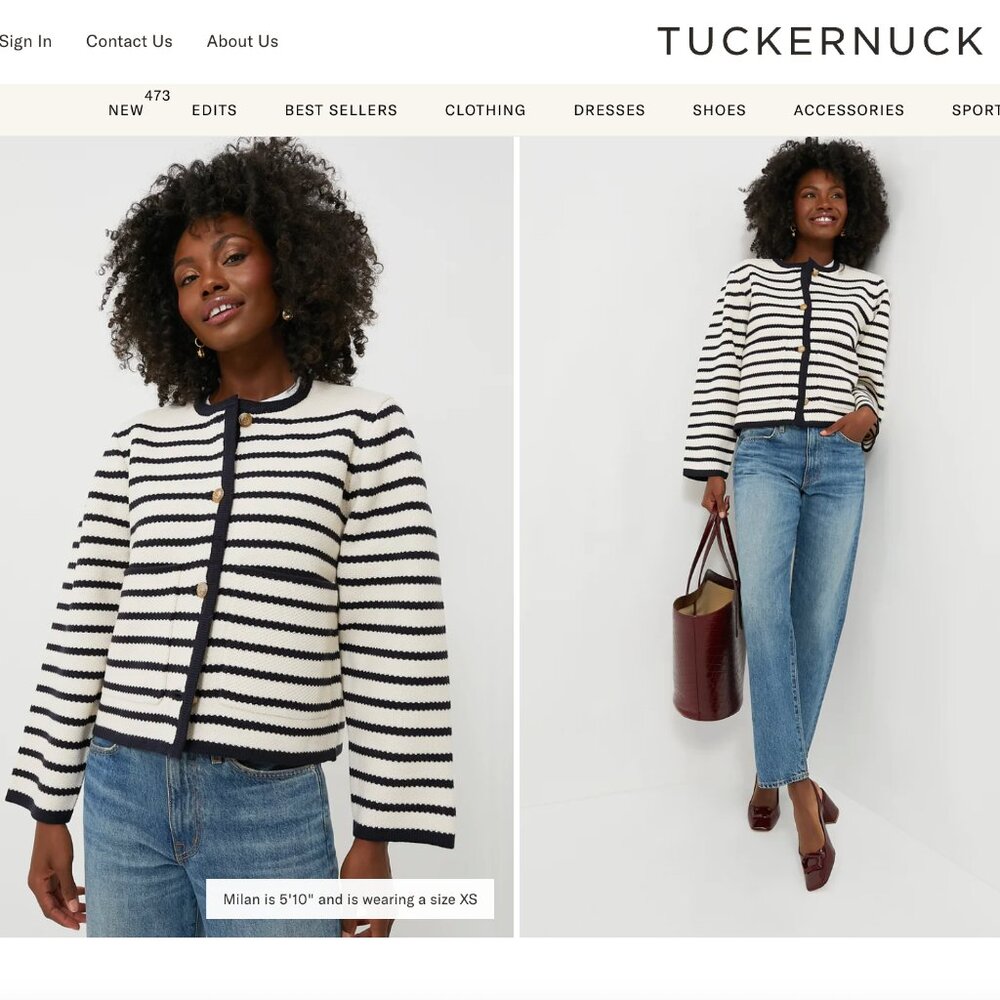 Tuckernuck Moon River Navy and Cream Striped Cardigan